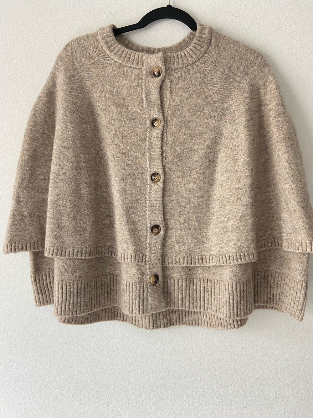 Sasso + Smyth | NWT Taupe Layered Cape Cardigan Sweater Size L/XL NWT